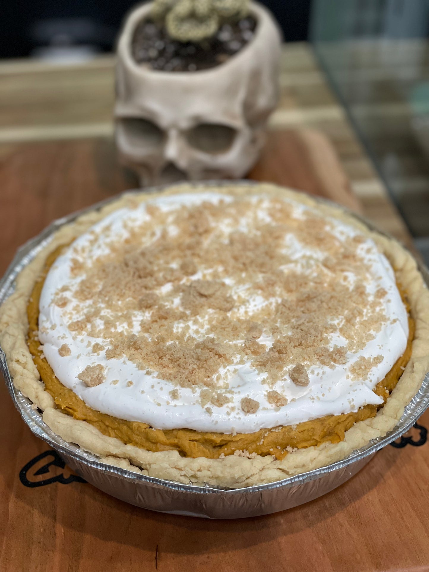 Karamel bottom pumpkin pie